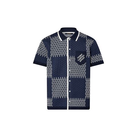 damier jacquard short-sleeved cotton jersey shirt